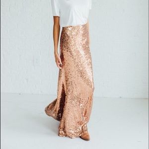 Maniju Rose Gold Sequined Maxi Skirt ✨